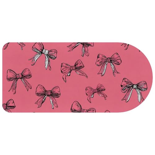 Tapis de souris rose grand format motif nœuds avec base caoutchouc pour ordinateur