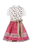 Stockerpoint Mädchen Kinderdirndl Lisa Kleid für besondere Anlässe, Creme-Fuchsia, 134-140