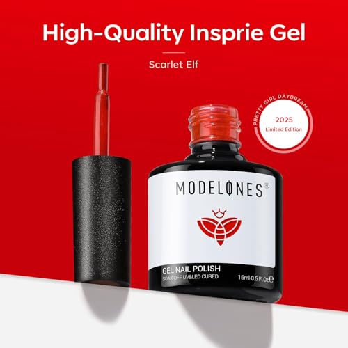 Modelones Esmalte de Gel Glitter Rojo Pastel 15ML miniatura 2