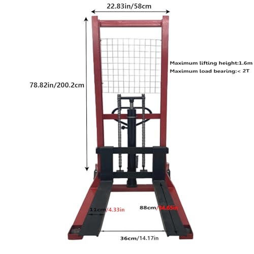 WYDDDARY 4409 lbs/2 Ton Manual Hydraulic Pump Walkie Stacker Forklift Reach Pallet Lift Forklift Truck for Single-Sided Lifting, Hoisting and Carrying
