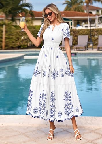 Image of PRETTYGARDEN Womens Summer Dresses Floral Maxi Boho Spring Long Dress