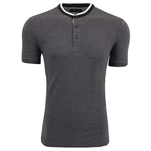 Kenneth Cole Mens Knit Henley Shirt, Grey, Large