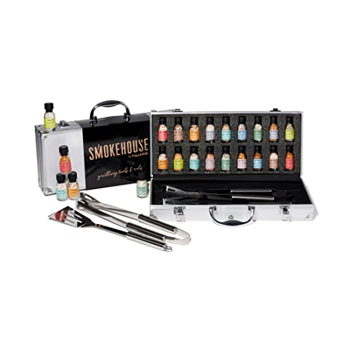 Smokehouse By Thoughtfully, Bbq Grilling Case And Rubs Gift Set, Vegan And Vegetarian, Includes Case, Spatula, Tongs, 18 Rubs, Salts And Seasonings #TOP3