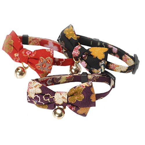 Necoichi Kimono Bow Tie Cat Collar (Black) #TOP2