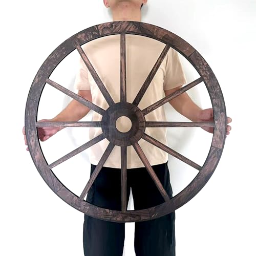 linsuo Wood Wagon Wheel,Western Party Decorations for Bar, Garage, Coffee