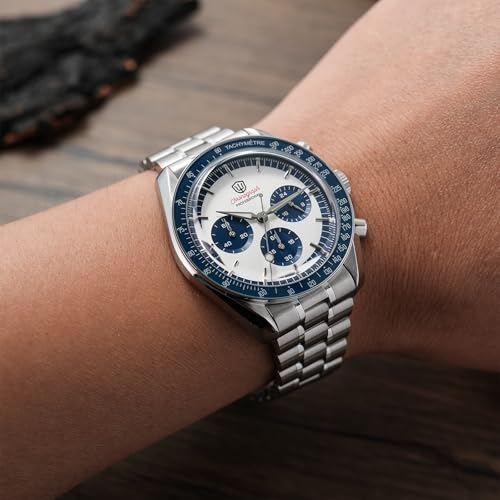 Image of watchdives WD1863 Men Chronograph Watch Japan VK63 Quartz Sports Watches 40mm Bubble Sapphire Crystal Wristwatch 100M Dive Watch