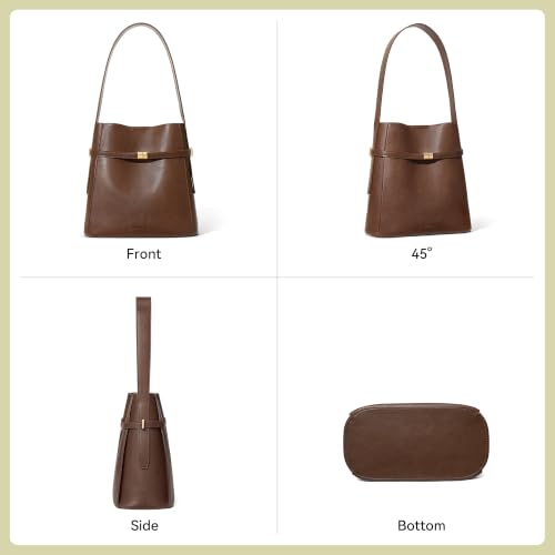 Image of BOSTANTEN Vegan Leather Purses for Women Quiet Luxury Shoulder Bucket Bag