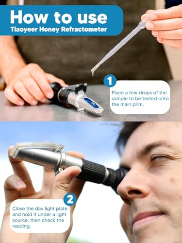 15 PCS Honey Extractor Kit, 2 Pack 5 Gallon Honey Bucket with Gate, 58-90% Refractometer Harvesting Equipment Hive Tool Bucket Rack Gloves Beekeeping Frame Gripper Strainer Knife - Image 5