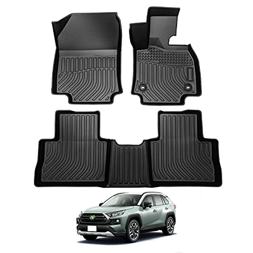 Virauto トヨタ RAV4 50系 に適用 3D フロアマット 車種専用 立体フロアマット カーマット TOYOTA 新型RAV4 に適用 2019-2020年 TPE素材 フロアマット 防水仕様 耐汚れ 抗菌性 耐磨耗性 カスタムマット 保護パーツ 3PCS