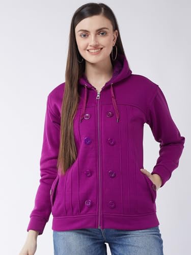 Image of Pivl Casual Solid Full Sleeves Stylish Women Fleece Jacket with Zipper Hoodie II Hooded Neck II Winter Wear