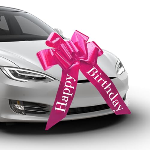 hurifeng Große Rote Schleife für Auto Geschenkschleife 23 Zoll Perfekte Dekoration für Geburtstagsgeschenke Hochzeit Auto Fahrrad und mehr Wiederverwendbar mit Zugschnur (Rosa)