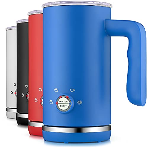 Image of Zulay 4-in-1 Milk Frother & Steamer - Automatic Hot & Cold Foam Maker, Milk Warmer & Chocolate Mixer - 10oz /300ml Capacity, Nonstick Stainless Steel Interior, Quiet One-Touch Operation - Blue