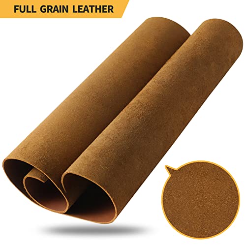 Image of RingSun Genuine Leather Sheets for Crafts 24''X24'' Full Grain Leather Tooling Leather (2mm) Thick Cowhide Leather Pieces Square, Bourbon Brown