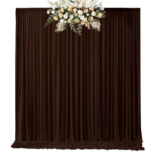 QICAIYUN 10x8FT Wedding Curtain Backdrop Brown Backdrop Curtains Solid Brown Curtains for Parties Wedding Party Home Decoration Supplies 5ft x 8ft,2 Panels YUNNS025