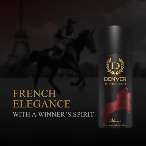 Image of DENVER Sporting Club Champ Deodorant - 150ML Each, Pack of 3 |Long Lasting Deo Body Spray - For Men