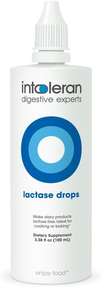 Lactase Digestive Enzyme Drops - 3.38 FL Oz (100 ml) | Liquid Lactase Enzyme for Lactose Intolerance | Makes Dairy Lactose-Free | Lactose-Free Cooking & Baking | Pure and Vegan | Low FODMAP