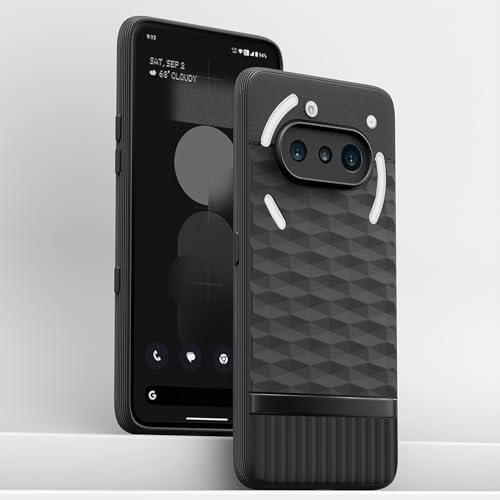 Image of Pikkme Back Cover for Nothing Phone 3a 5G Camera Protection 3D Hexa Cube Design Silicone Protective Bumper Case (Black)