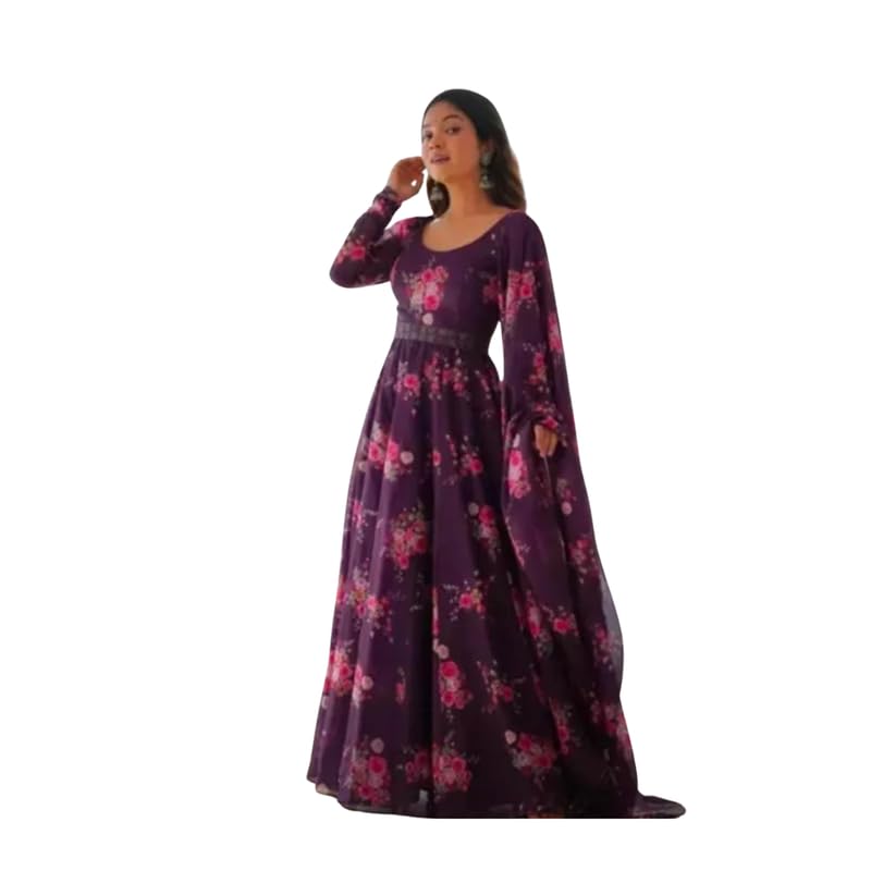 V_F_Stylish Fancy Trendy Printed Patola Design Navratri Look Georgette Gown for Women for Party Wedding Festival Functions_BUBBLY-21-picture-25