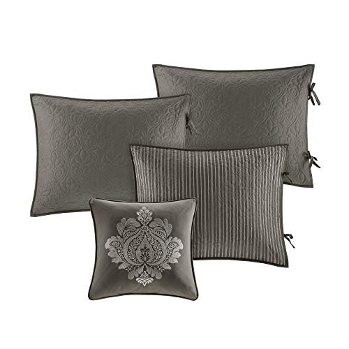Madison Park Cotton Daybed Cover Set-Double Sided Quilting Classic Cottage Design All Season Bedding with Bedskirt, Matching Shams, Decorative Pillow, 75"x39", Quebec Dark Grey 6 Piece by Madison Park - Image 8