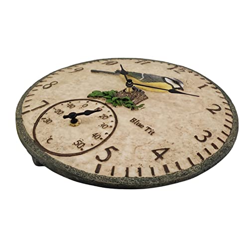 Tiandeng Termómetro Exterior | Pared Termómetro Reloj - Pared Impermeable con Termómetro para Interiores, Exteriores, Patio, Jardín, Decoración del Hogar