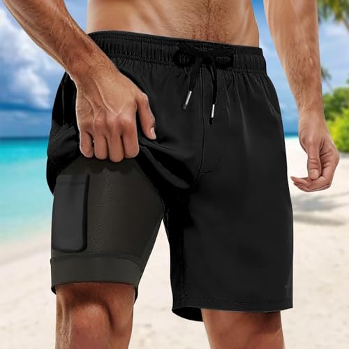 Short de bain pour homme avec doublure de compression - 2