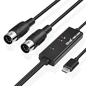 OTraki USB C MIDI Cable 6.5Ft 2M In-Out MIDI to USB C Cable with LED Indicator 5 PIN DINs for Music Keyboard Piano to PC…