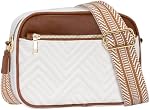 Crossbody Bags for Women, Quilted PU Leather Shoulder Bag with Adjustable Wide Strap, Small Camera Crossbody Purses for Women, Trendy White Handbag Multi Compartment for Travel Shopping Work