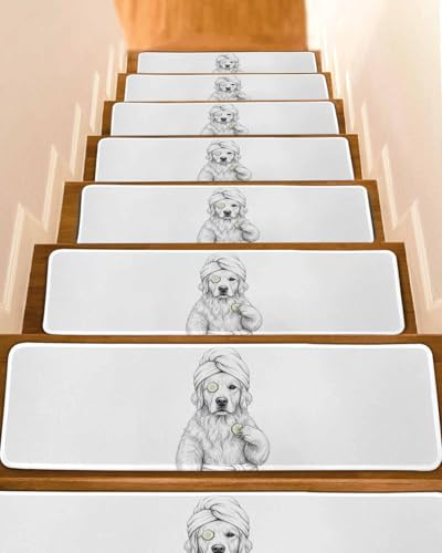 Grey Animals Non-Slip Stair Treads for Wooden Steps Funny Dog