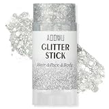 AOOWU Barra de Purpurina Corporal, 16g Purpurina Cara en Barra Gel, Glitter Maquillaje Bar, Glitter Autoadhesivo para Cara y Cuerpo, Accesorios de Festival de Halloween Carnaval Trajes de Rave, Plata
