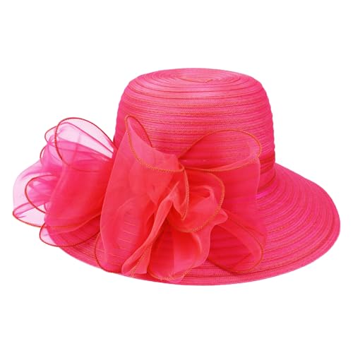 Image of DRESHOW Lady Derby Dress Church Bowler Cloche Hat Bowknot Organza Bridal Cap for Wedding