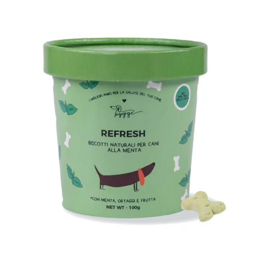 Hygge Dog® Biscotti Refresh: Biscotti per Cani, 100% Naturali gusto Menta per alitosi e placca | Snack Cane ideale per Addestramento, per tutte le Taglie ed età | Scorta per 1 mese, 100 gr.