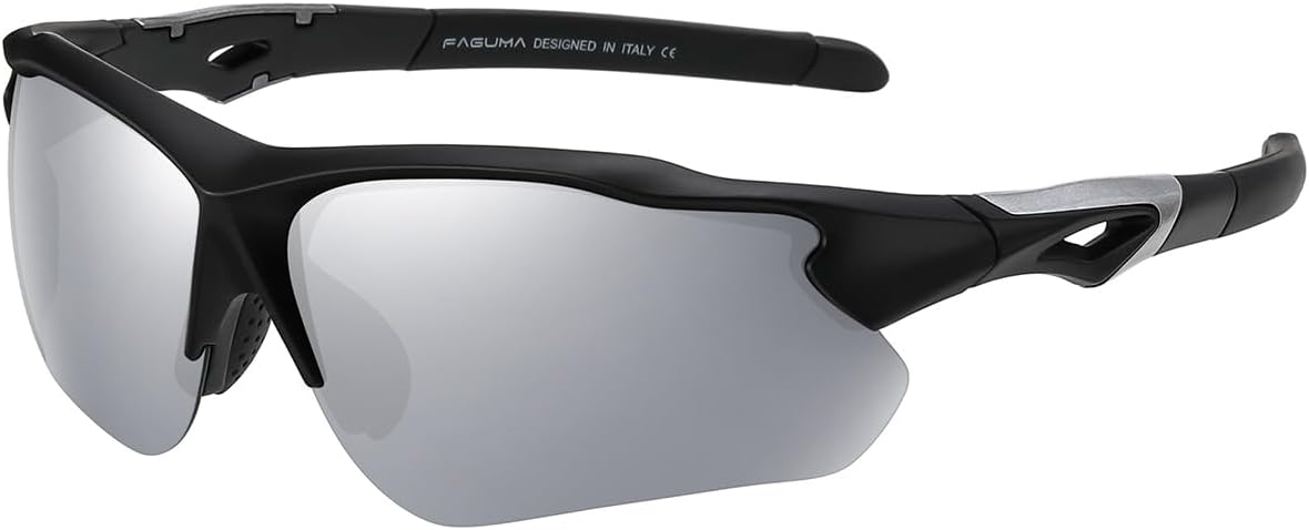 FAGUMA Polarized Sports Sunglasses for Men Women Fishing Cycling Running Golf Motorcycle TR90 Frame UV400 Protection