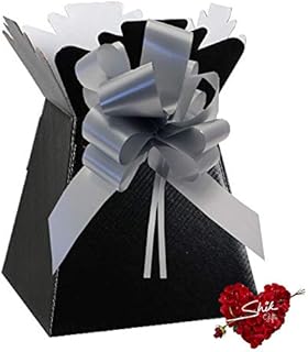 Shik Gifts BlackLiving Vase Flower Box Flower Bouquet Transporter, Sweet Tree Box and Silver Pull Bow