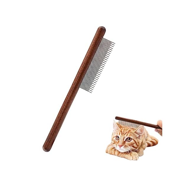 Andiker Langer & kurzer Katzenkamm, Stahlzahnkamm mit Holzgriff, Haustierkämme für Katzen und Hunde, entfernt Knoten & abgestorbene Haare Fellpflegekamm