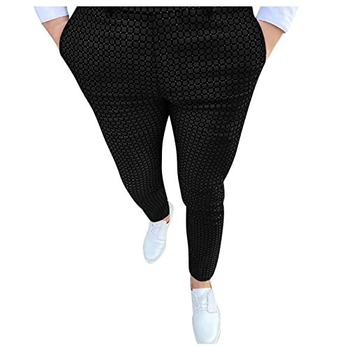 Ymosrh Khaki Jeans for Men Men's Fashion Stretch Dress Pants Slim Fit Plaid Pants Business Suit Casual Golf Jeans