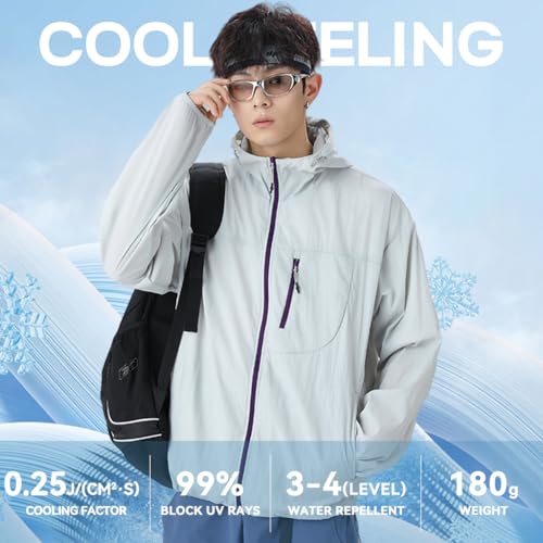 Image of Venzina Men's UPF 50+ Sun Protection Jacket, 4-Way Stretch Quick-Dry Windbreaker with Breathable Mesh & Elastic Cuffs, Sunscreen Jacket for Men - Hiking, Travel