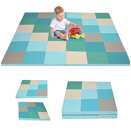 Fireflowery Baby Play Mats for Floor, Waterproof & Non Toxic Tummy Time Mat, 58 x58 Extra Large Play Mat for Playpen, Non Slip Thick Foam Foldable Crawling Mat, Baby Activity Mat for Infants, Toddlers