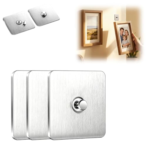 Image of Drill Free Adhesive Hooks,Picture Hangers Without Nails,Adhesive Wall Mount Screw Hooks for Hanging,Nail Free Wall Hangers for Kitchen,Bathroom (Steel /3PCS, Spike Diameter 9mm)