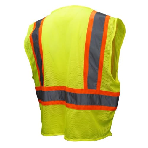 Image of Radians SV22-2ZGM-3X Polyester Mesh Economy Class 2 High Visibility Zipper Closure Vest with Two-Tone Trim, 3X-Large, Green