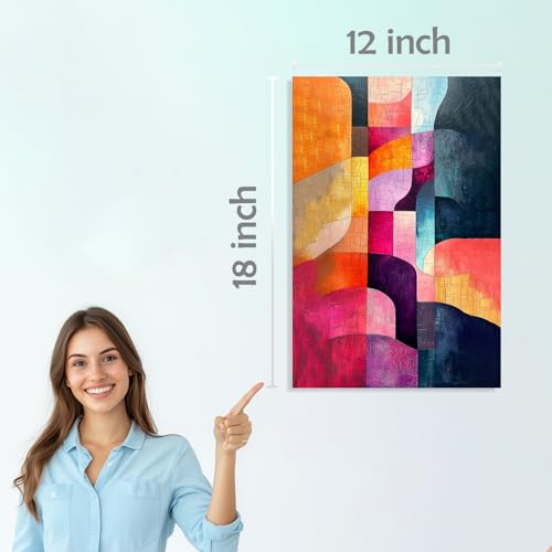 Image of SiddArtify Abstract Geometric Wall Art Prints Set - Modern Colorful Poster Decor for Living Room Bedroom Office - 12x18 inch Board Pack of 6
