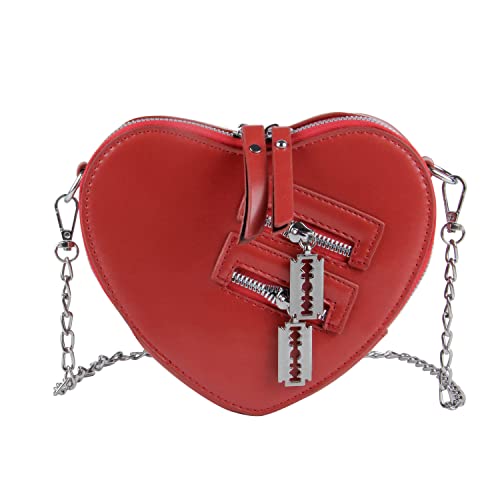 Women Red Heart Purse Cute Love Heart Shape Shoulder Handbag Girls Evening Clutch Bag Chain Purse2