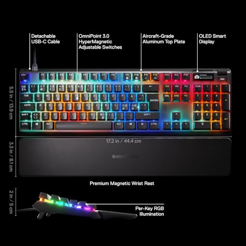 Clavier Apex Pro Gen 3 SteelSeries de haute précision avec capuchons de touches PBT