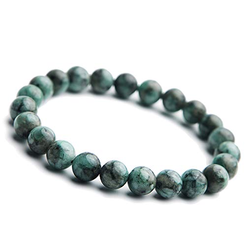 Bracelet émeraude verte naturelle 8mm perles en pierres précieuses de prestige