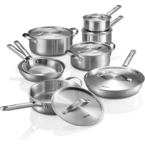 Titanium Cookware set | Hammered Titanium pans for cooking with Lids