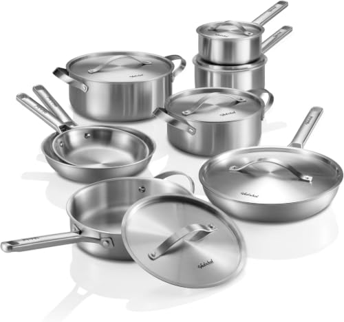 Titanium Cookware set | Hammered Titanium pans for cooking with Lids
