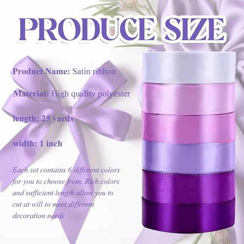 Premium 150 Yards Purple Satin Ribbon - 1 Inch Wide, Versatile Polyester Crafting Ribbon for Gift Wrapping, Weddings, Baby Showers, and Creative DIY Decor 3 Premium 150 Yards Purple Satin Ribbon - 1 Inch Wide, Versatile Polyester Crafting Ribbon for Gift Wrapping, Weddings, Baby Showers, and Creative DIY Decor - Image 2