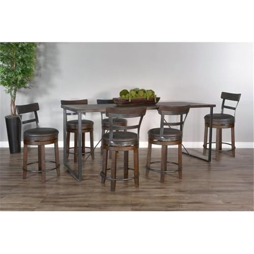 Sunny Designs Homestead 30" Swivel Barstool with Back in Tobacco Leaf (Set of 2)