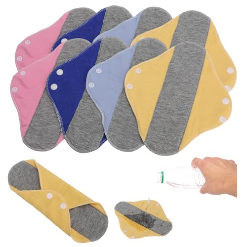8 piezas salvaslip algodon, compresas reutilizables, protectores de bragas lavables para la menstruación, previenen las fugas de orina