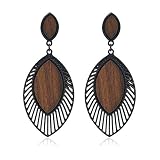 ALoveSoul Fashion Wood Earrings Beautiful Dangling Statement Earrings Ladies Boho Jewelry Hypoallergenic Big Leaf earrings for Women