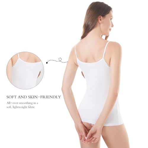 Image of Womens Tank Top Camisoles with Premium Cotton Italian Design - Trimmed with Flower Lace on Neckline